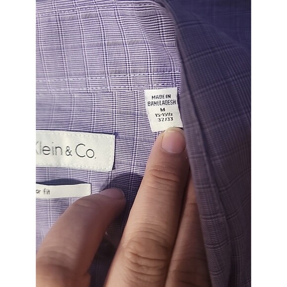 Calvin Klein & Co Men’s Dress Shirt M Lavender Long Sleeve 15-15.5 32/33 - Picture 6 of 7